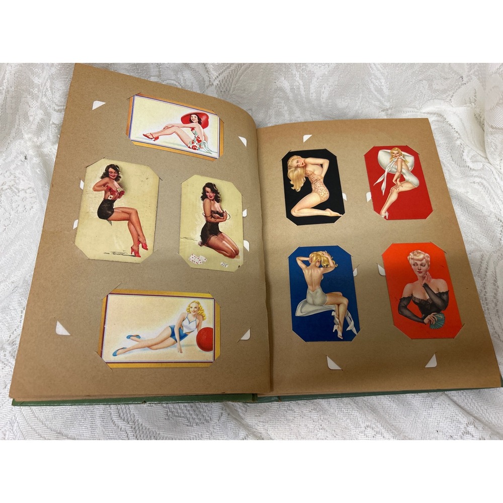 Vintage 1940s 1950s My Card Collection Album Full Pinup Girls Horses Dogs Swap - Picture 5 of 10